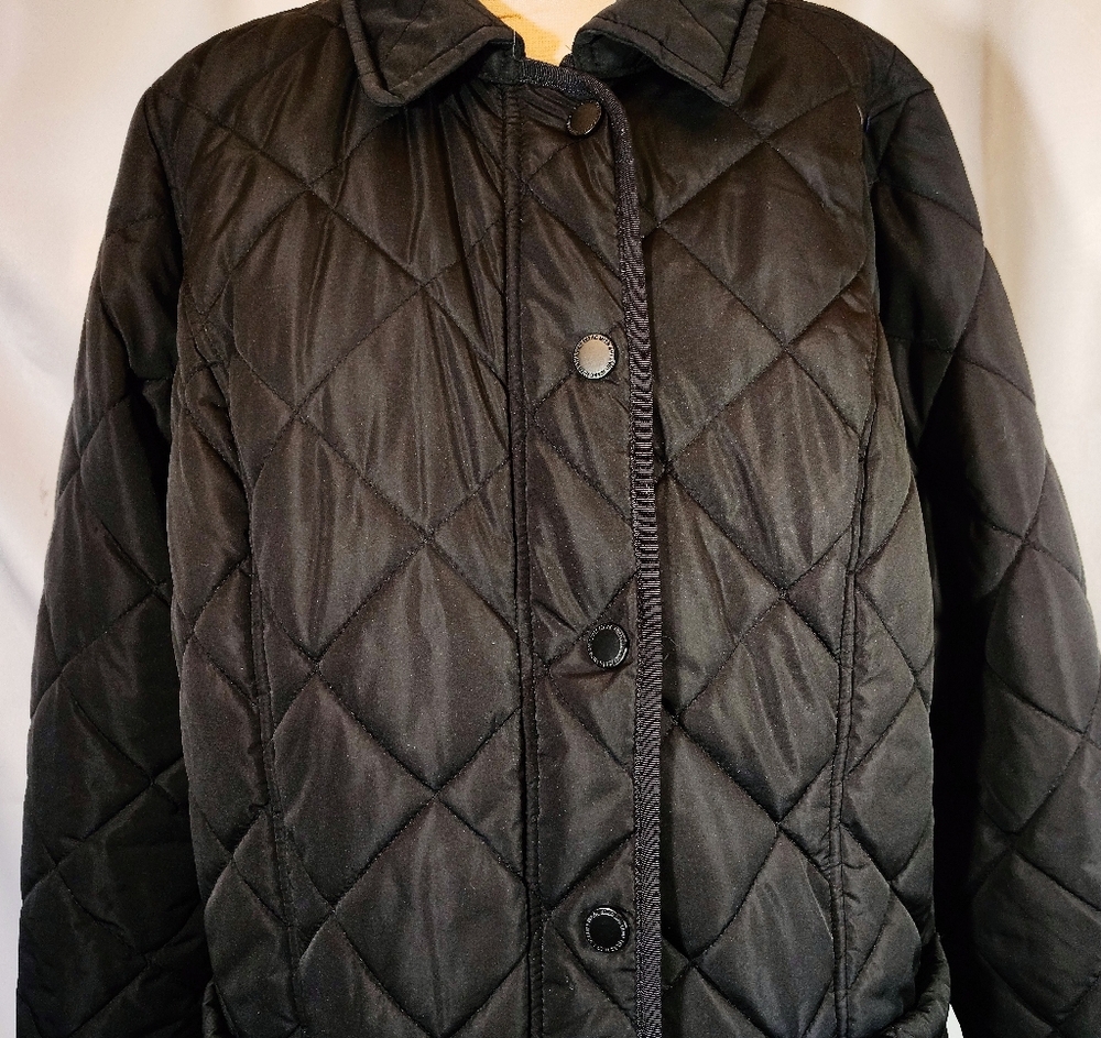 Isaac Mizrahi Puffer Jacket, Women Black Quilted, Leopard Lining, ZipUp, Pckts,M - Picture 5 of 16